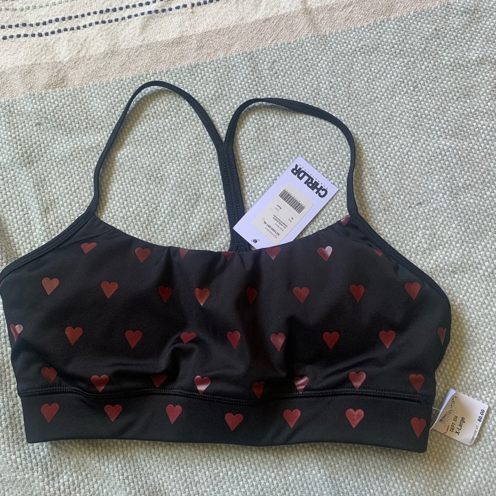 CHRLDR Black and Red Heart Sports Bra